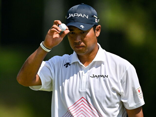 Paris , France - 1 August 2024; Hideki Matsuyama Hideki of Team Japan acknowledges the gallery after a birdie during round 1 of the men's golf singles at Le Golf National during the 2024 Paris Summer Olympic Games in Paris, France.