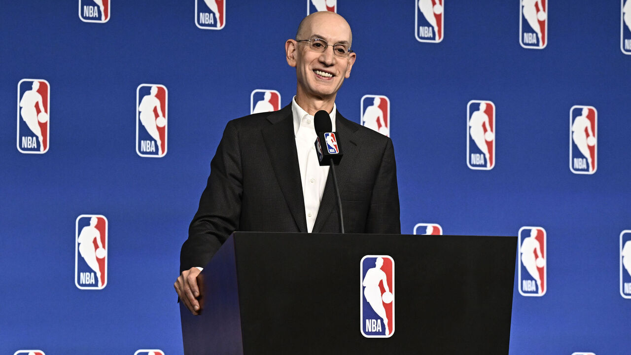 LAS VEGAS, NV - JULY 16: NBA Commissioner Adam Silver speaks to the media after the Board of Governors meeting during the 2024 Las Vegas Summer League on July 16, 2024 at the Thomas & Mack Center in Las Vegas, Nevada. NOTE TO USER: User expressly acknowledges and agrees that, by downloading and/or using this Photograph, user is consenting to the terms and conditions of the Getty Images License Agreement. Mandatory Copyright Notice: Copyright 2024 NBAE