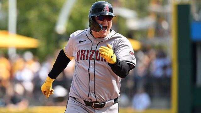PITTSBURGH, PENNSYLVANIA - AUGUST 4: Joc Pederson #3 of the Arizona Diamondbacks reacts as he rounds the bases after hitting a three-run home run in the seventh inning during the game against the Pittsburgh Pirates at PNC Park on August 4, 2024 in Pittsburgh, Pennsylvania.
