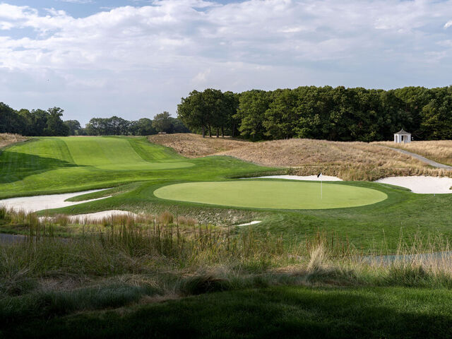FARMINGDALE, NEW YORK - SEPTEMBER 19: A general view of the sixth hole at Bethpage Black Course, host of the 2025 Ryder Cup, on September 19, 2022 in Farmingdale, New York.