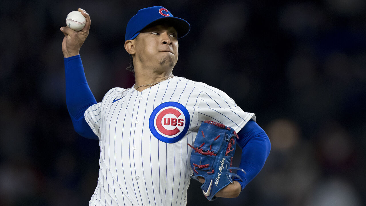 CHICAGO, IL - MAY 6: Adbert Alzolay of the Chicago Cubs pitches in a game against the San Diego Padres at Wrigley Field on May 6, 2024 in Chicago, Illinois.