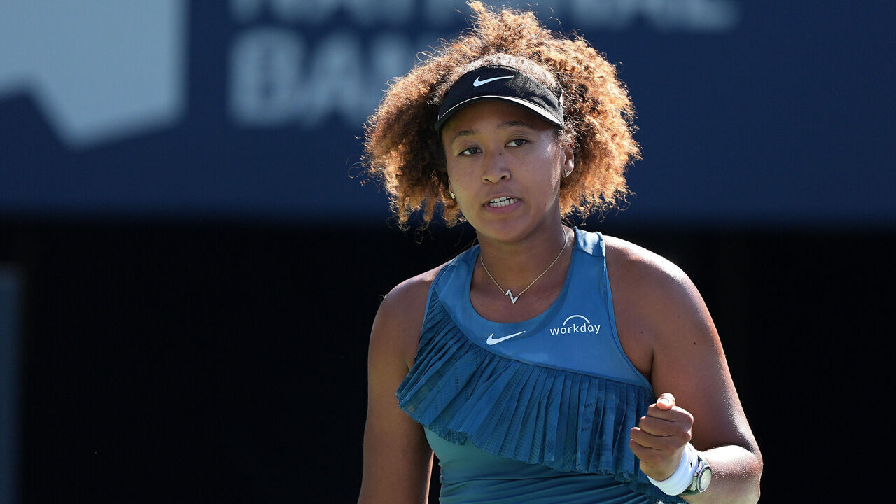TORONTO, CANADA - AUGUST 7 : Naomi Osaka of Japan competes against Ons Jabeur of Tunisia during day 2 of the WTA 1000 National Bank Open tennis tournament at Sobeys Stadium in Toronto, Ontario on August 7, 2024.