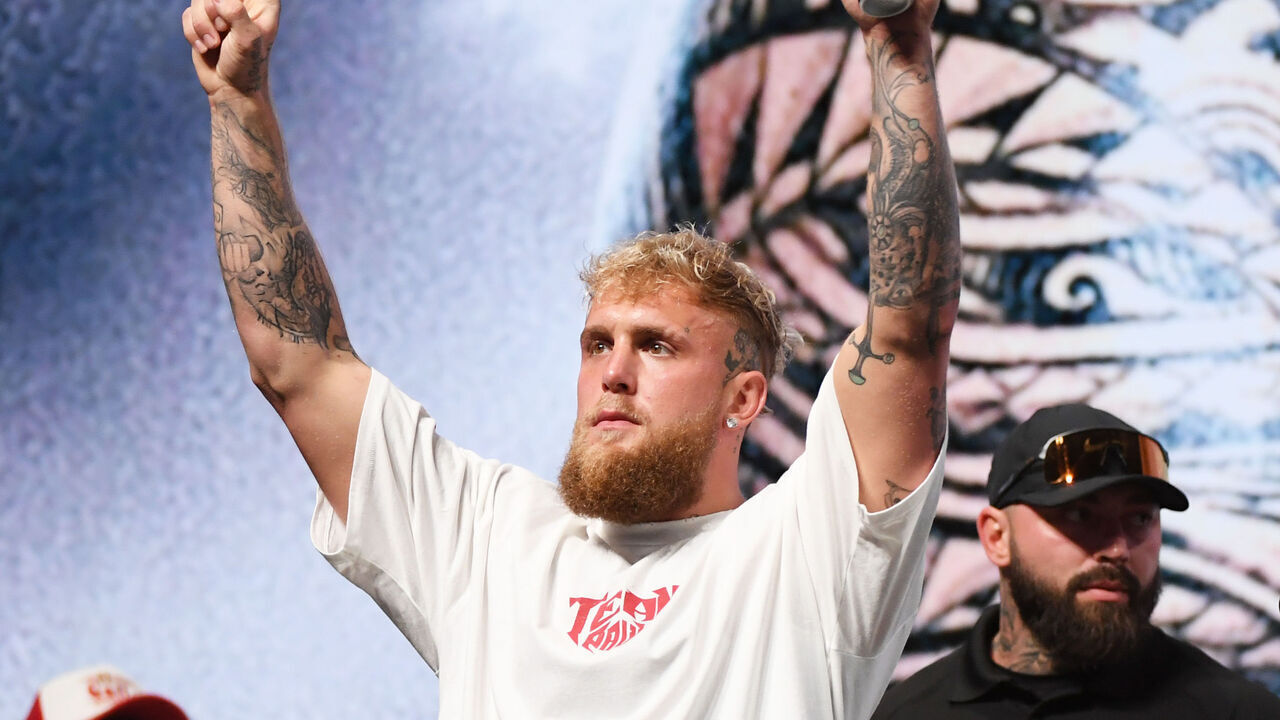 TAMPA, FLORIDA - JULY 19: Jake Paul poses during weigh-in prior to their Cruiserweight fight at Amalie Arena on July 19, 2024 in Tampa, Florida.