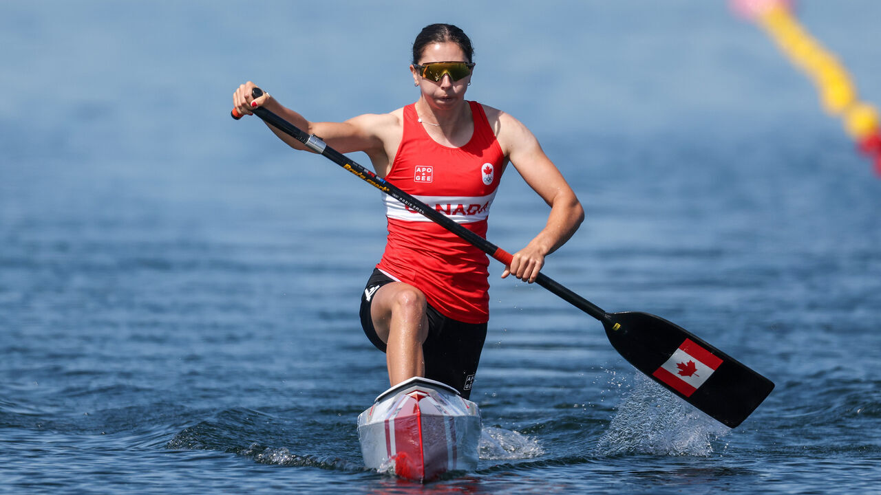 PARIS, FRANCE - AUGUST 10: Katie Vincent of Team Canada competes during the Women’s Canoe Single 200m Semifinals on day fifteen of the Olympic Games Paris 2024 at Vaires-Sur-Marne Nautical Stadium on August 10, 2024 in Paris, France.