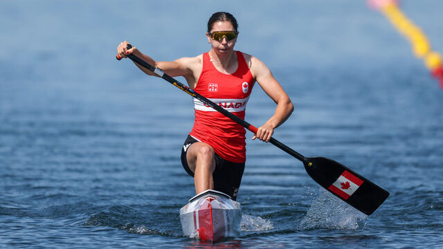 PARIS, FRANCE - AUGUST 10: Katie Vincent of Team Canada competes during the Women’s Canoe Single 200m Semifinals on day fifteen of the Olympic Games Paris 2024 at Vaires-Sur-Marne Nautical Stadium on August 10, 2024 in Paris, France.