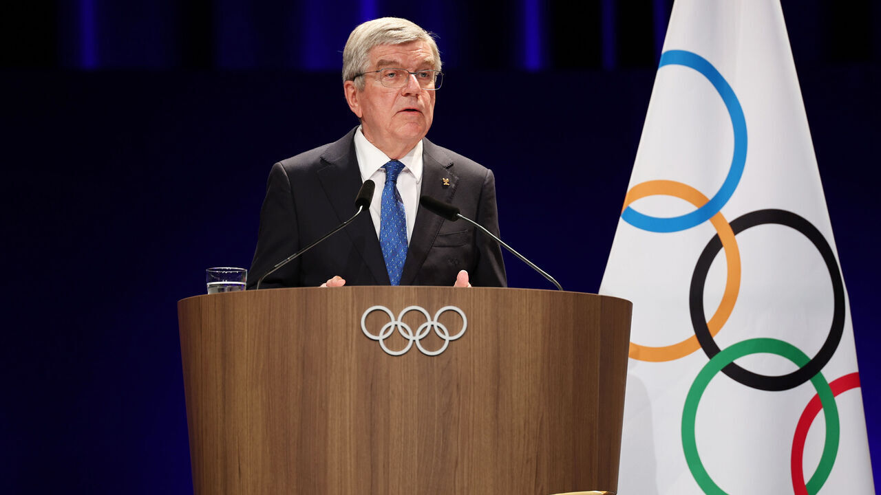 PARIS, FRANCE - AUGUST 10: Thomas Bach, President of the International Olympic Committee, speaks during the 142nd IOC Session on day fifteen of the Olympic Games Paris 2024 at the Main Press Centre on August 10, 2024 in Paris, France.