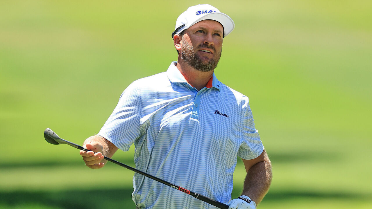 SOTOGRANDE, SPAIN - JULY 13: Graeme McDowell of Northern Ireland and The Smash Team plays his second shot on the eighth hole during day two of the LIV Golf Andalucia at Real Club Valderrama on July 13, 2024 in Sotogrande, .