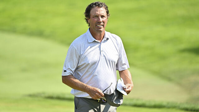 SNOQUALMIE, WASHINGTON - AUGUST 10: Stephen Ames of Canada walks on the 18th hole during the second round of the Boeing Classic at on August 10, 2024 in Snoqualmie, Washington.