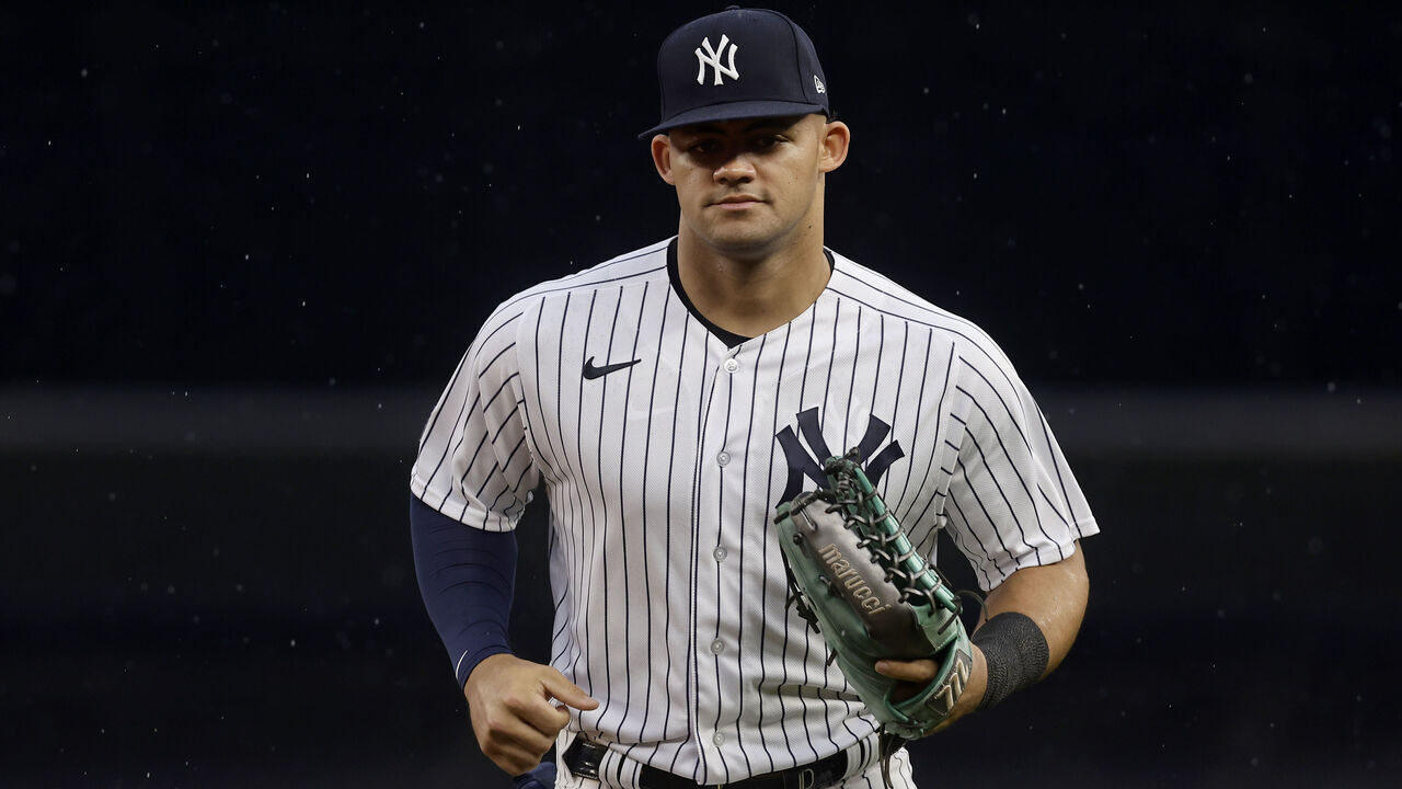 NEW YORK, NEW YORK - SEPTEMBER 09: Jasson Dominguez #89 of the New York Yankees in action against the Milwaukee Brewers at Yankee Stadium on September 9, 2023 in the Bronx borough of New York City. The Brewers defeated the Yankees 9-2.