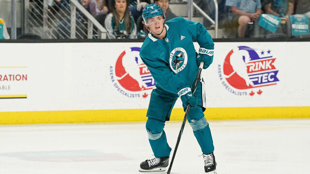 SAN JOSE, CA - JULY 4: Will Smith #2 of the San Jose Sharks skates during the San Jose Sharks Prospect Scrimmage at Tech CU Arena on July 4, 2024 in San Jose, California.