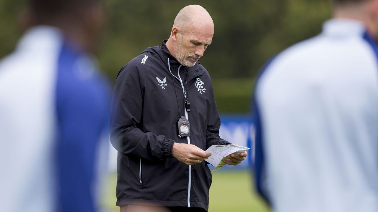 GLASGOW, SCOTLAND - AUGUST 12: Rangers manager Philippe Clement during a Rangers training session at the Rangers Training Centre, on August 12, 2024, in Glasgow, Scotland.
