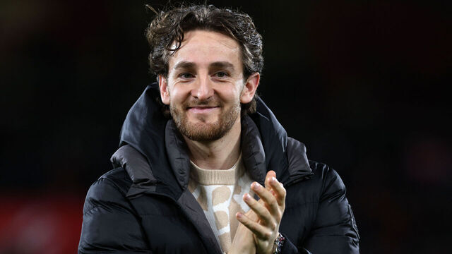 Luton Town's Welsh defender #04 Tom Lockyer applauds the fans ahead of the English Premier League football match between Bournemouth and Luton Town at the Vitality Stadium in Bournemouth, southern England on March 13, 2024. The fixture was rearranged for Wednesday, after Luton captain Lockyer suffered a cardiac arrest in the original game in December 2023.