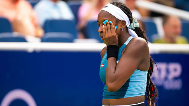 MASON, OHIO - AUGUST 15: Coco Gauff of the United States in action against Yulia Putintseva of Kazakhstan in the second round on Day 5 of the Cincinnati Open at Lindner Family Tennis Center on August 15, 2024 in Mason, Ohio