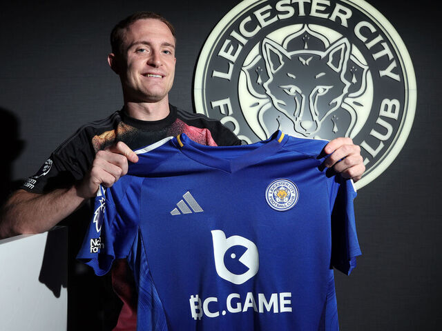 LEICESTER, ENGLAND - AUGUST 19 : Leicester City unveil new signing Oliver Skipp at Seagrave Training Complex on August 19, 2024 in Leicester, England.