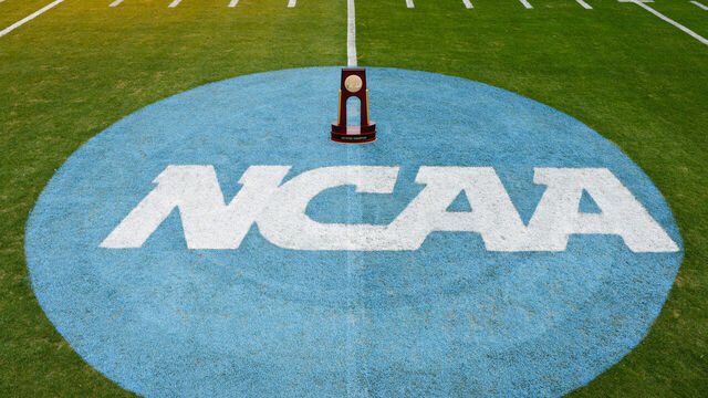 FRISCO, TEXAS - JANUARY 7: The championship trophy is seen on the field before the game between the South Dakota State Jackrabbits and the Montana Grizzlies during the Division I FCS Football Championship held at Toyota Stadium on January 7, 2024 in Frisco, Texas.