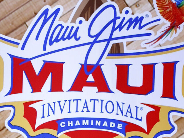 LAS VEGAS, NV - NOVEMBER 24: Signage on display as the Texas A&M Aggies play against the Notre Dame Fighting Irish during the Maui Jim Maui Invitational on November 24, 2021 at the Michelob Ultra Arena at Mandalay Bay Resort in Las Vegas, Nevada.