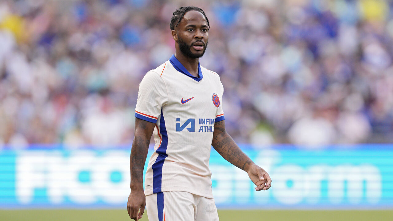 COLUMBUS, OHIO - AUGUST 03: Raheem Sterling #7 of Chelsea plays in a pre-season match against Manchester City at Ohio Stadium on August 03, 2024 in Columbus, Ohio.