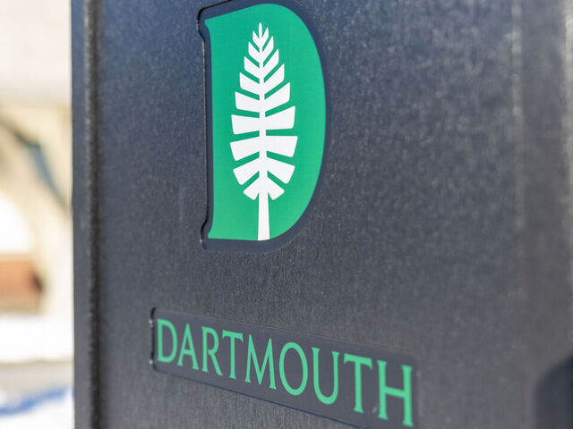 HANOVER, NEW HAMPSHIRE - FEBRUARY 8: The Dartmouth College logo is seen on the Dartmouth College campus on February 8, 2024 in Hanover, New Hampshire. A National Labor Relations Board regional official ruled on Monday that Dartmouth basketball players are employees of the school, clearing the way for an election that would create the first-ever labor union for NCAA athletes.