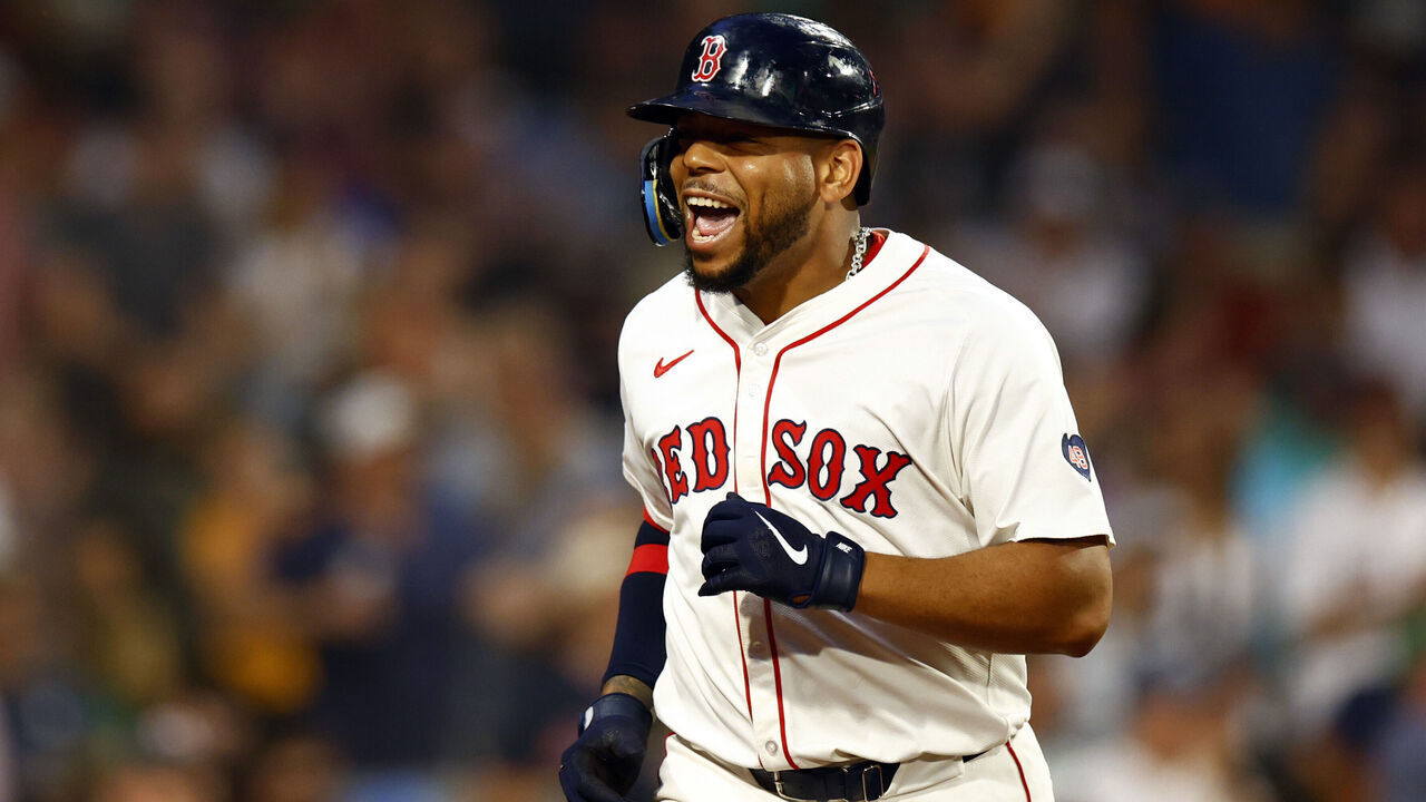 Boston, MA - July 9: Boston Red Sox 1B Dominic Smith scores in the second inning.