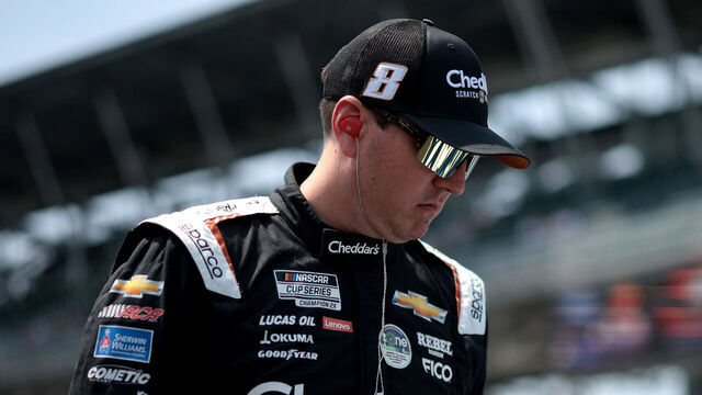 INDIANAPOLIS, INDIANA - JULY 20: Kyle Busch, driver of the #8 Cheddar's Patriotic Chevrolet, waits on the grid during qualifying for the NASCAR Cup Series Brickyard 400 at Indianapolis Motor Speedway on July 20, 2024 in Indianapolis, Indiana.
