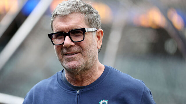 SEATTLE, WASHINGTON - APRIL 26: Former Seattle Mariners player and Hall of Fame member Edgar Martínez looks on before the game between the Seattle Mariners and the Arizona Diamondbacks at T-Mobile Park on April 26, 2024 in Seattle, Washington.