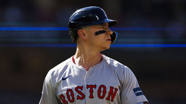 LOS ANGELES, CA - JULY 21: Boston Red Sox outfielder Tyler O'Neill (17) runs during an MLB baseball game against the Boston Red Sox and the Los Angeles Dodgers on July 21, 2024 at Dodger Stadium in Los Angeles, CA.