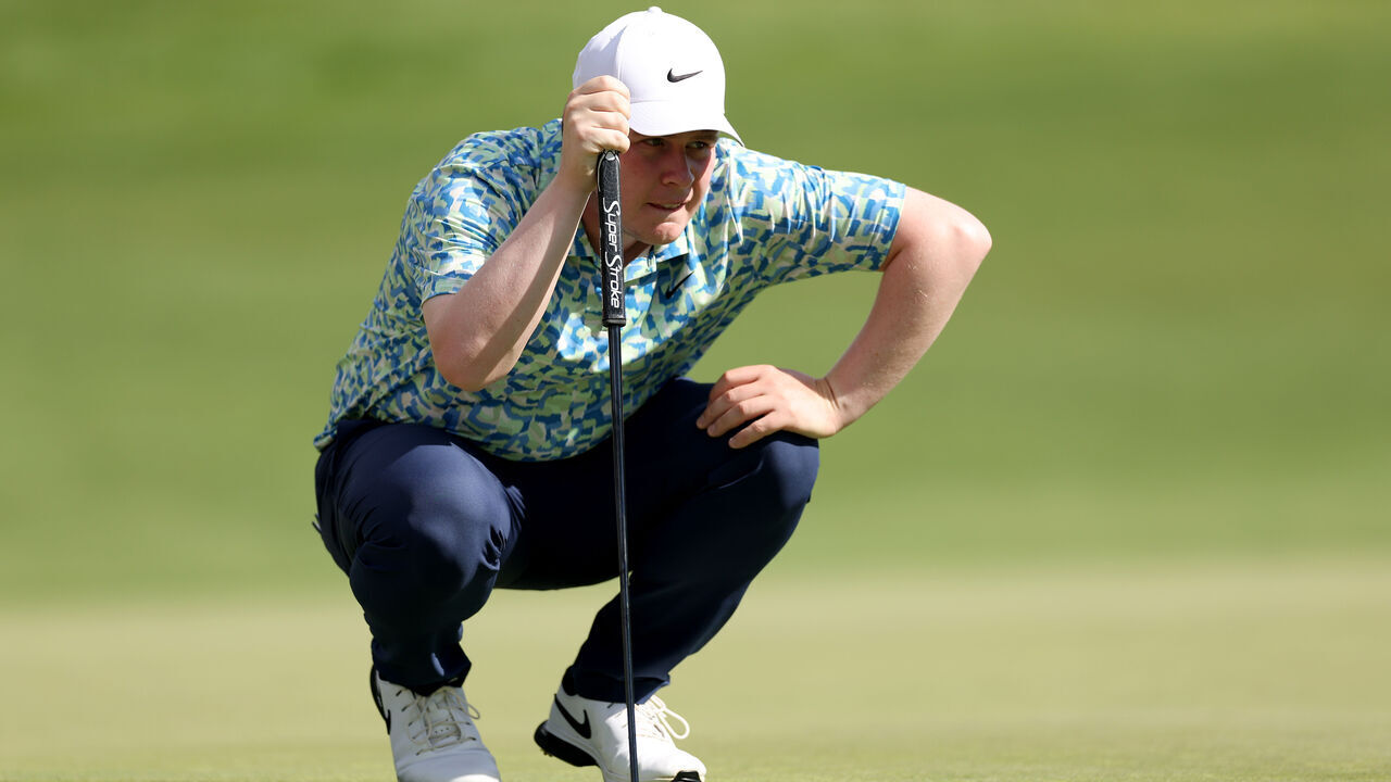 CASTLE ROCK, COLORADO - AUGUST 24: Robert MacIntyre of Scotland lines up a putt on the third green during the third round of the BMW Championship at Castle Pines Golf Club on August 24, 2024 in Castle Rock, Colorado.