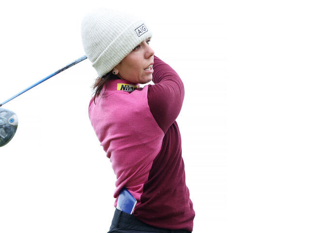 ST ANDREWS, SCOTLAND - AUGUST 25: Georgia Hall of England plays her shot from the 16th tee during Day Four of the AIG Women's Open at St Andrews Old Course on August 25, 2024 in St Andrews, Scotland.