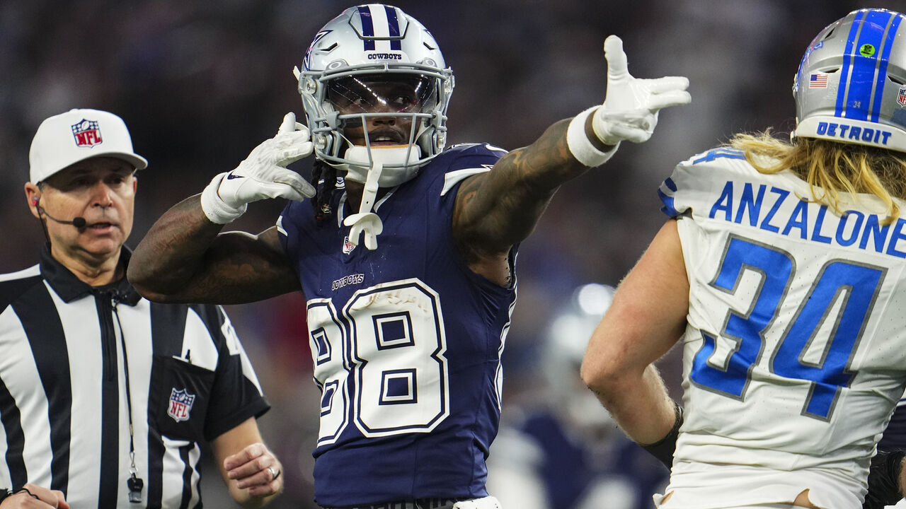 ARLINGTON, TX - DECEMBER 30: CeeDee Lamb #88 of the Dallas Cowboys celebrates during an NFL football game against the Detroit Lions at AT&T Stadium on December 30, 2023 in Arlington, Texas.