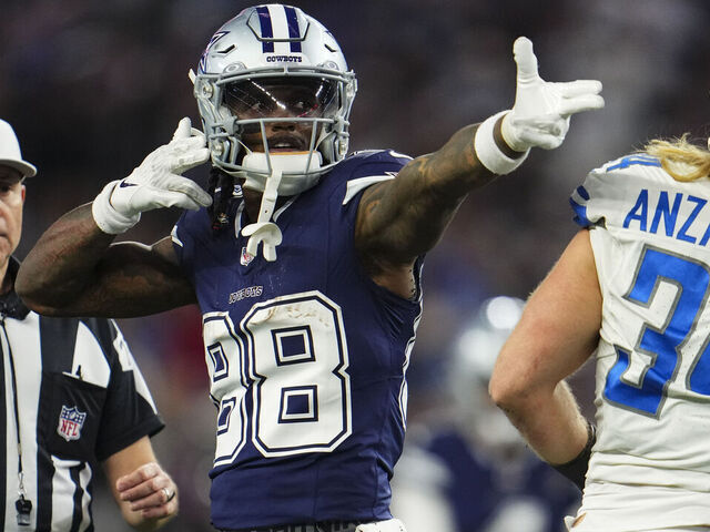 ARLINGTON, TX - DECEMBER 30: CeeDee Lamb #88 of the Dallas Cowboys celebrates during an NFL football game against the Detroit Lions at AT&T Stadium on December 30, 2023 in Arlington, Texas.