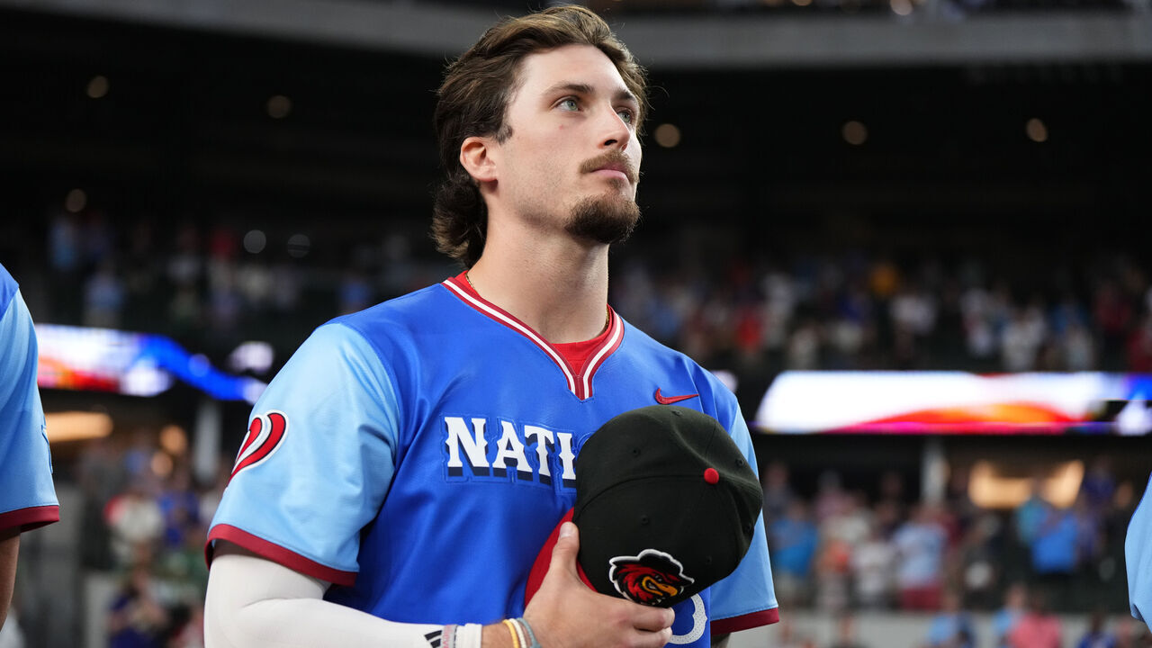 ARLINGTON, TX - JULY 13: Dylan Crews #3 of the Washinton Nationals looks on prior to the 2024 All-Star Futures Game at Globe Life Field on Saturday, July 13, 2024 in Arlington, Texas.