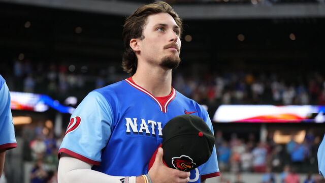 ARLINGTON, TX - JULY 13: Dylan Crews #3 of the Washinton Nationals looks on prior to the 2024 All-Star Futures Game at Globe Life Field on Saturday, July 13, 2024 in Arlington, Texas.
