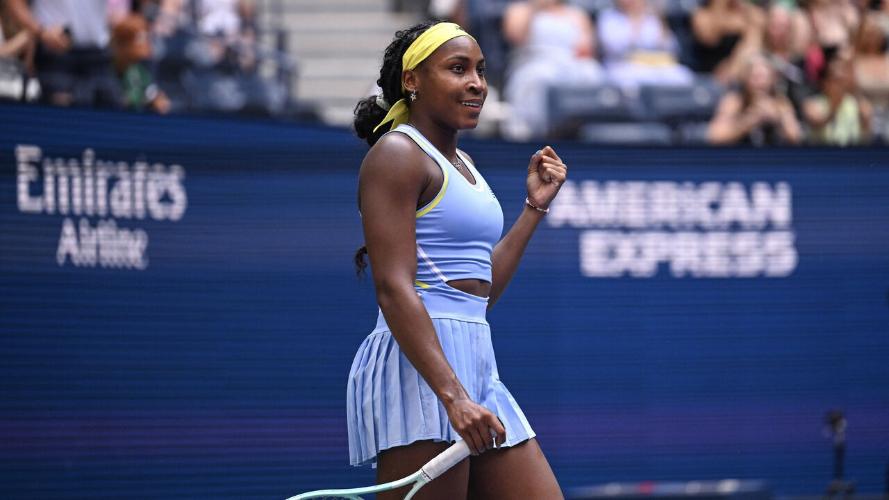 NEW YORK, UNITED STATES - AUGUST 26: Coco Gauff of US in action against Varvara Gracheva (not seen) of France during their Women's Singles First Round match on Day One of the 2024 US Open at the USTA Billie Jean King National Tennis Center in New York, United States on August 26, 2024.