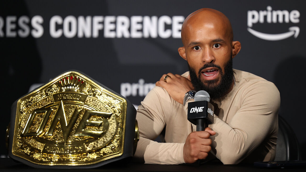 DENVER, COLORADO - MAY 5: Demetrious Johnson at ONE Championship Fight Night 10 post fight press conference on May 5, 2023, at the 1st Bank Center in Denver, Colorado.