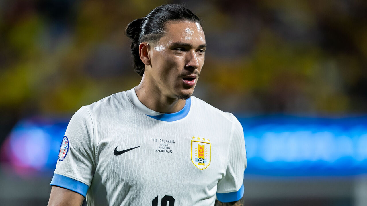 CHARLOTTE, NC - JULY 10: Uruguay forward Darwin Núñez (19) walks toward his position during the CONMEBOL Copa America semifinal between Uruguay and Colombia on Wednesday July 10, 2024 at Bank of America Stadium in Charlotte, NC.