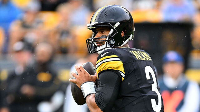 PITTSBURGH, PENNSYLVANIA - AUGUST 17: Russell Wilson #3 of the Pittsburgh Steelers in action during the game against the Buffalo Bills at Acrisure Stadium on August 17, 2024 in Pittsburgh, Pennsylvania.
