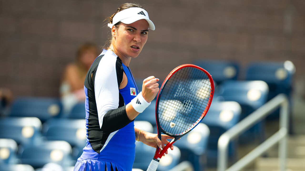 NEW YORK, NEW YORK - AUGUST 28: Elena Gabriela Ruse of Romania in action against Barbora Krejcikova of the Czech Republic in the second round on Day 3 of the US Open at USTA Billie Jean King National Tennis Center on August 28, 2024 in New York City