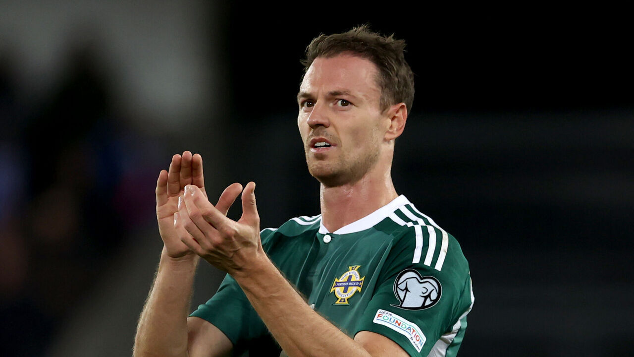 Northern Ireland's Jonny Evans applauds the fans following the UEFA Euro 2024 qualifying match at Windsor Park, Belfast. Picture date: Tuesday October 17, 2023.
