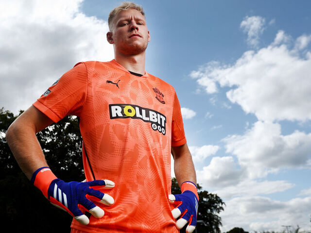 SOUTHAMPTON, ENGLAND - AUGUST 29: Southampton FC sign Aaron Ramsdale from Arsenal FC on a permanent transfer, at the Staplewood Campus on August 29, 2024 in Southampton, England.