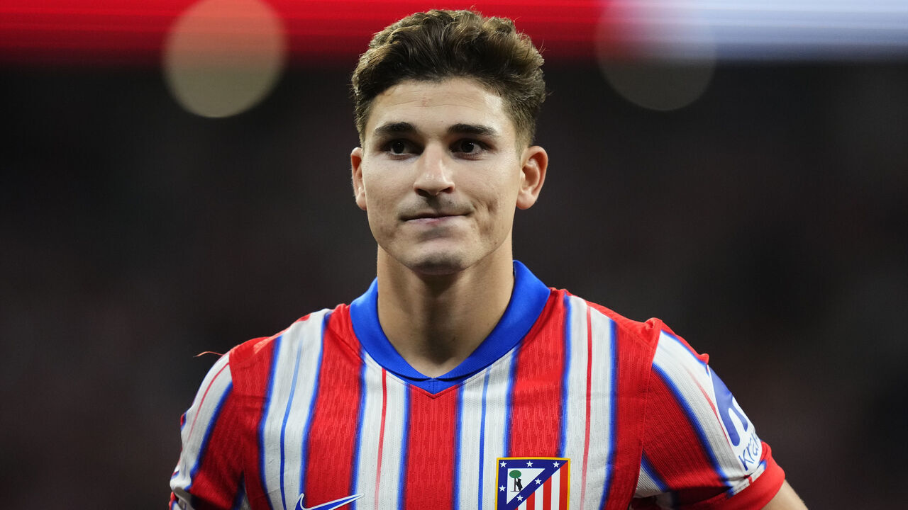 Julian Alvarez centre-forward of Atletico de Madrid and Argentina during the La Liga match between Atletico de Madrid and RCD Espanyol de Barcelona at Estadio Civitas Metropolitano on August 28, 2024 in Madrid, Spain.