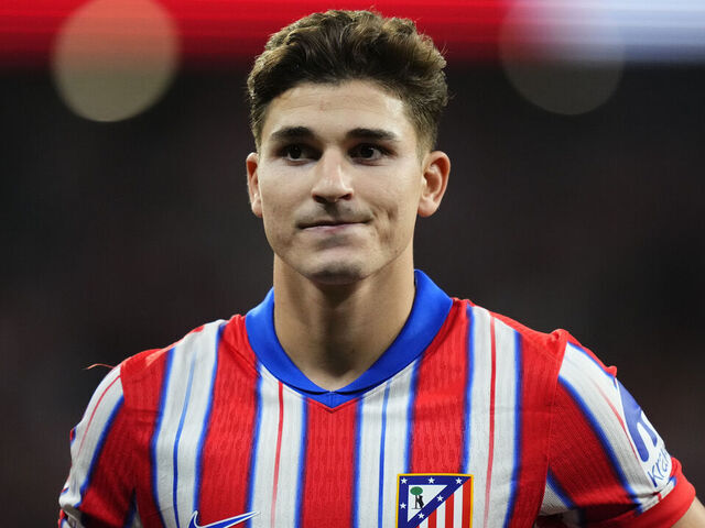 Julian Alvarez centre-forward of Atletico de Madrid and Argentina during the La Liga match between Atletico de Madrid and RCD Espanyol de Barcelona at Estadio Civitas Metropolitano on August 28, 2024 in Madrid, Spain.