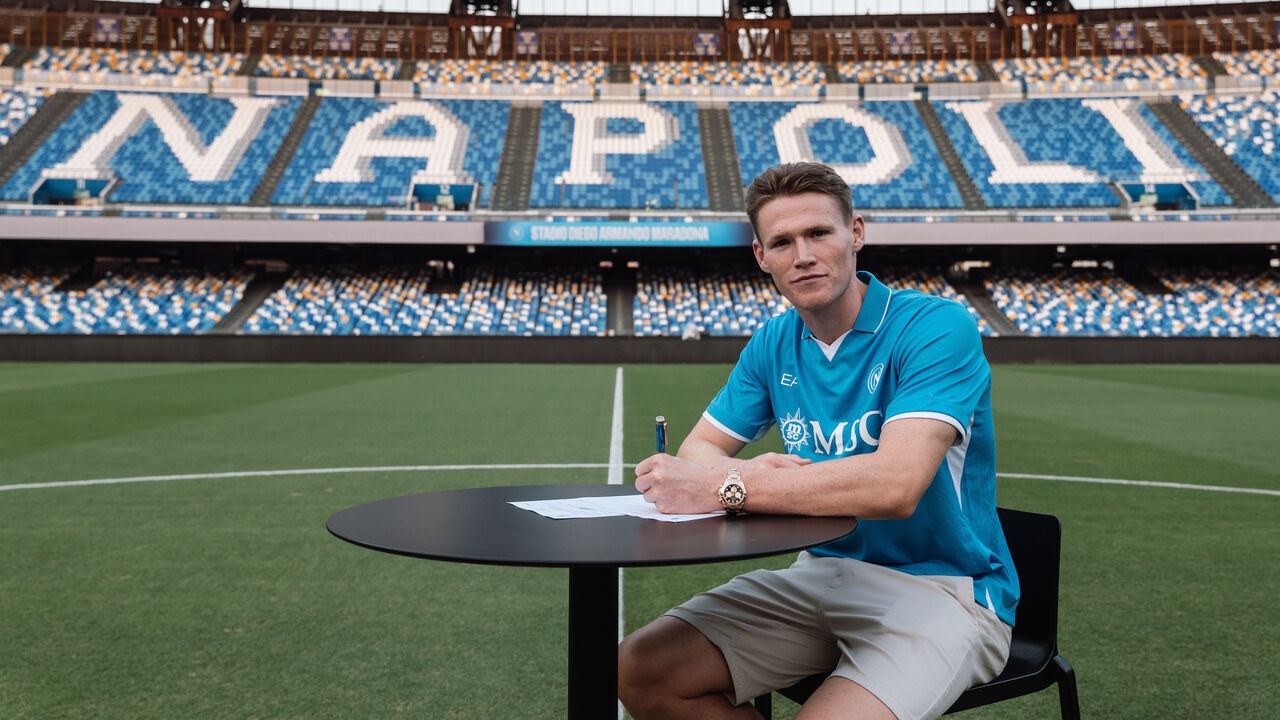 NAPLES, ITALY - AUGUST 30: SSC Napoli unveil new signing Scott McTominay on August 30, 2024 in Naples, Italy.