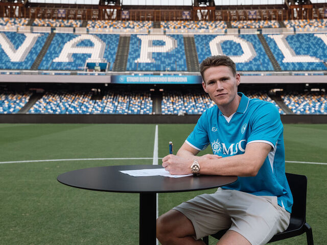 NAPLES, ITALY - AUGUST 30: SSC Napoli unveil new signing Scott McTominay on August 30, 2024 in Naples, Italy.