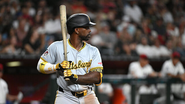 PHOENIX, ARIZONA - JULY 26: Andrew McCutchen #22 of the Pittsburgh Pirates gets ready in the batters box against the Arizona Diamondbacks at Chase Field on July 26, 2024 in Phoenix, Arizona.