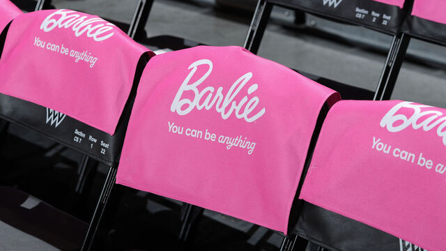 CHICAGO, IL- AUGUST 30: Barbie towels laid out for fans before the game on August 30, 2024 at the Wintrust Arena in Chicago, IL. Mandatory Copyright Notice: Copyright 2024 NBAE