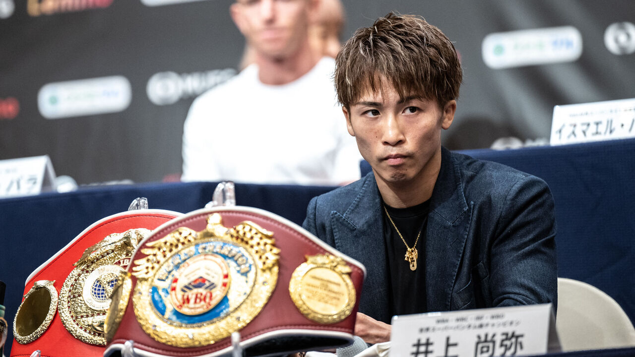 Japan's Naoya Inoue attends a press conference before his boxing super-bantamweight title fight against Ireland's TJ Doheny in Yokohama on August 31, 2024.