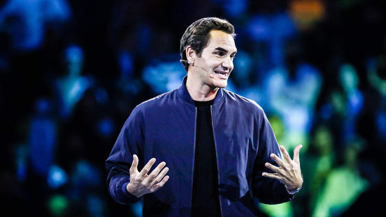 SHANGHAI, CHINA - OCTOBER 13, 2023 - Roger Federer attends the Federer Super Best Friends Night at the ATP1000 Shanghai Masters on October 13, 2023 in Shanghai, China.