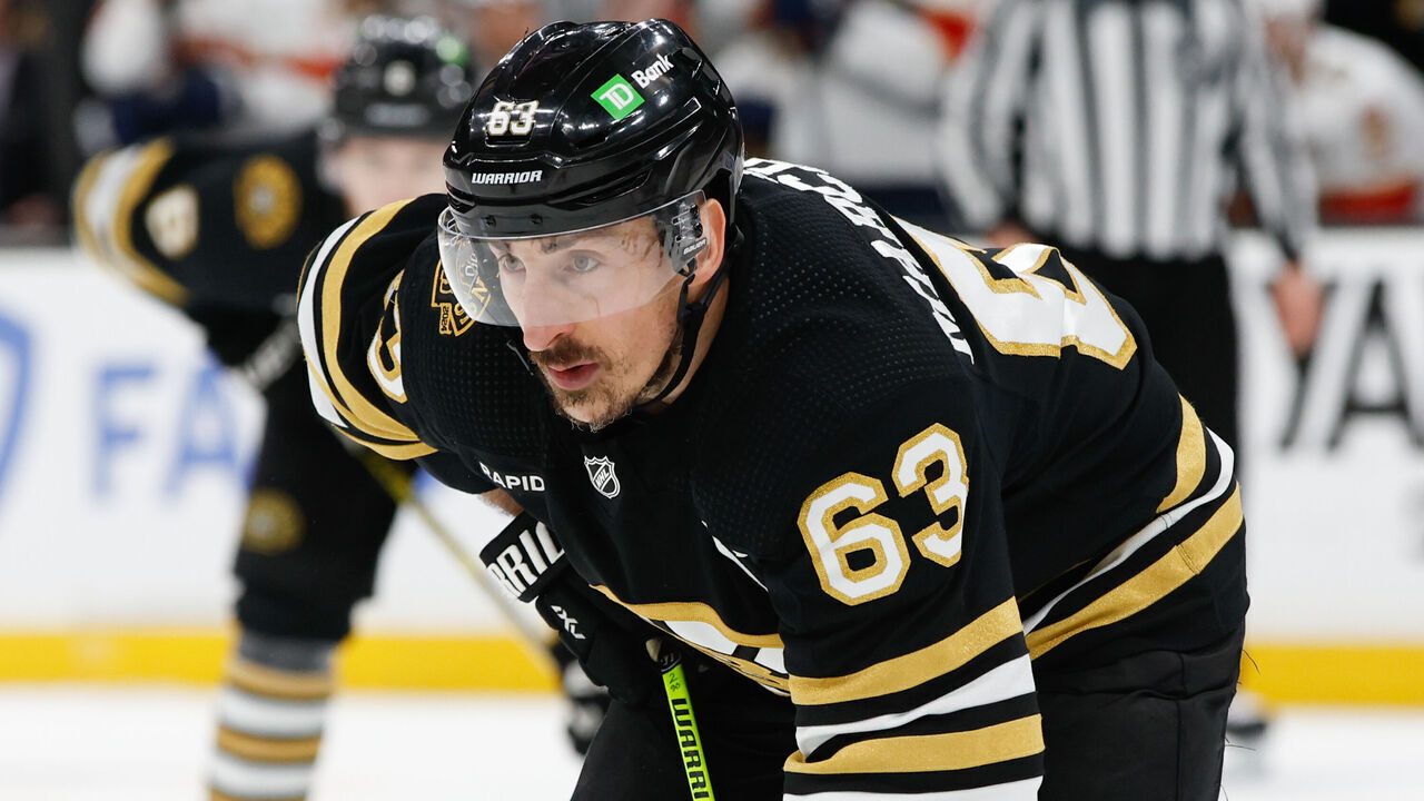 BOSTON, MASSACHUSETTS - MAY 17: Brad Marchand #63 of the Boston Bruins skates against the Florida Panthers during the second period in Game Six of the Second Round of the 2024 Stanley Cup Playoffs at the TD Garden on May 17, 2024 in Boston, Massachusetts. The Panthers won 2-1 to advance to the Eastern Conference final.