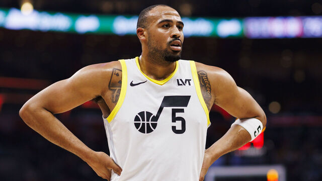 LOS ANGELES, CA - APRIL 05: Utah Jazz guard Talen Horton-Tucker (5) during an NBA basketball game against the LA Clippers on April 5, 2024 at Crypto.com Arena in Los Angeles, CA.