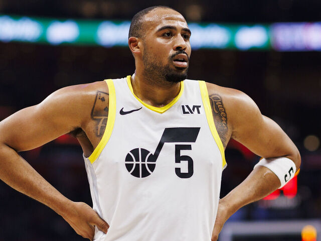 LOS ANGELES, CA - APRIL 05: Utah Jazz guard Talen Horton-Tucker (5) during an NBA basketball game against the LA Clippers on April 5, 2024 at Crypto.com Arena in Los Angeles, CA.